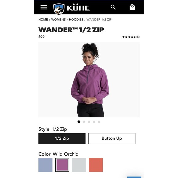 Kuhl Wander 1/2 Zip Jacket Womens XL Wild Orchid Hooded Light Weight Outdoor - Picture 2 of 7